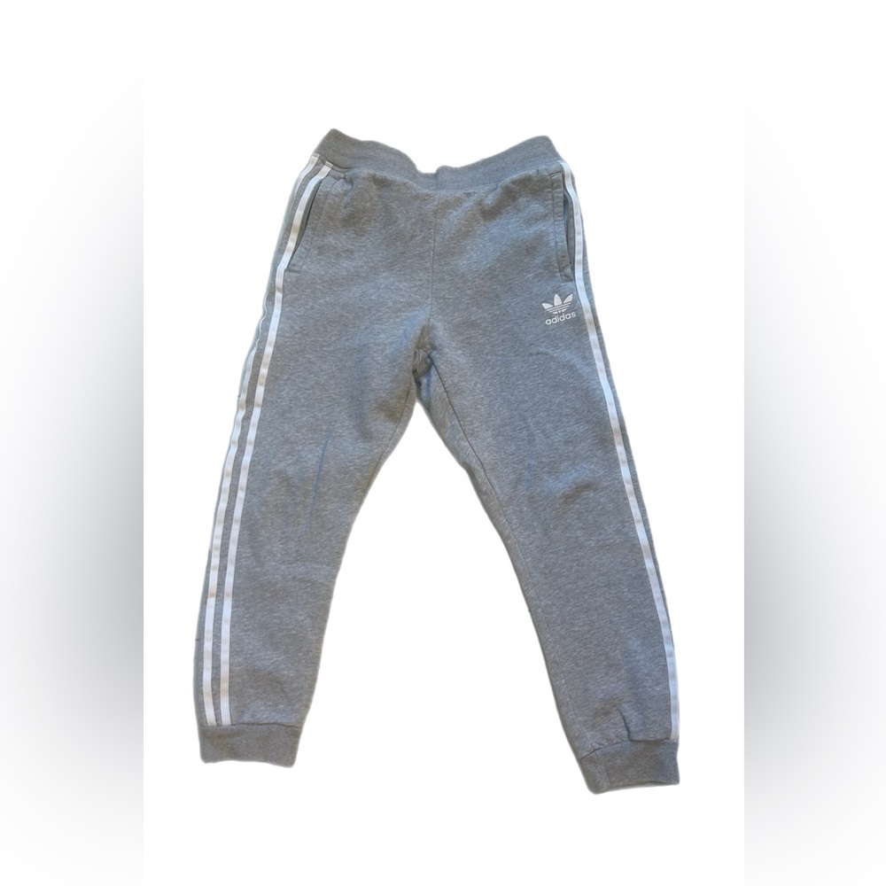 Adidas Kids Gray Sweatpants with White Stripes